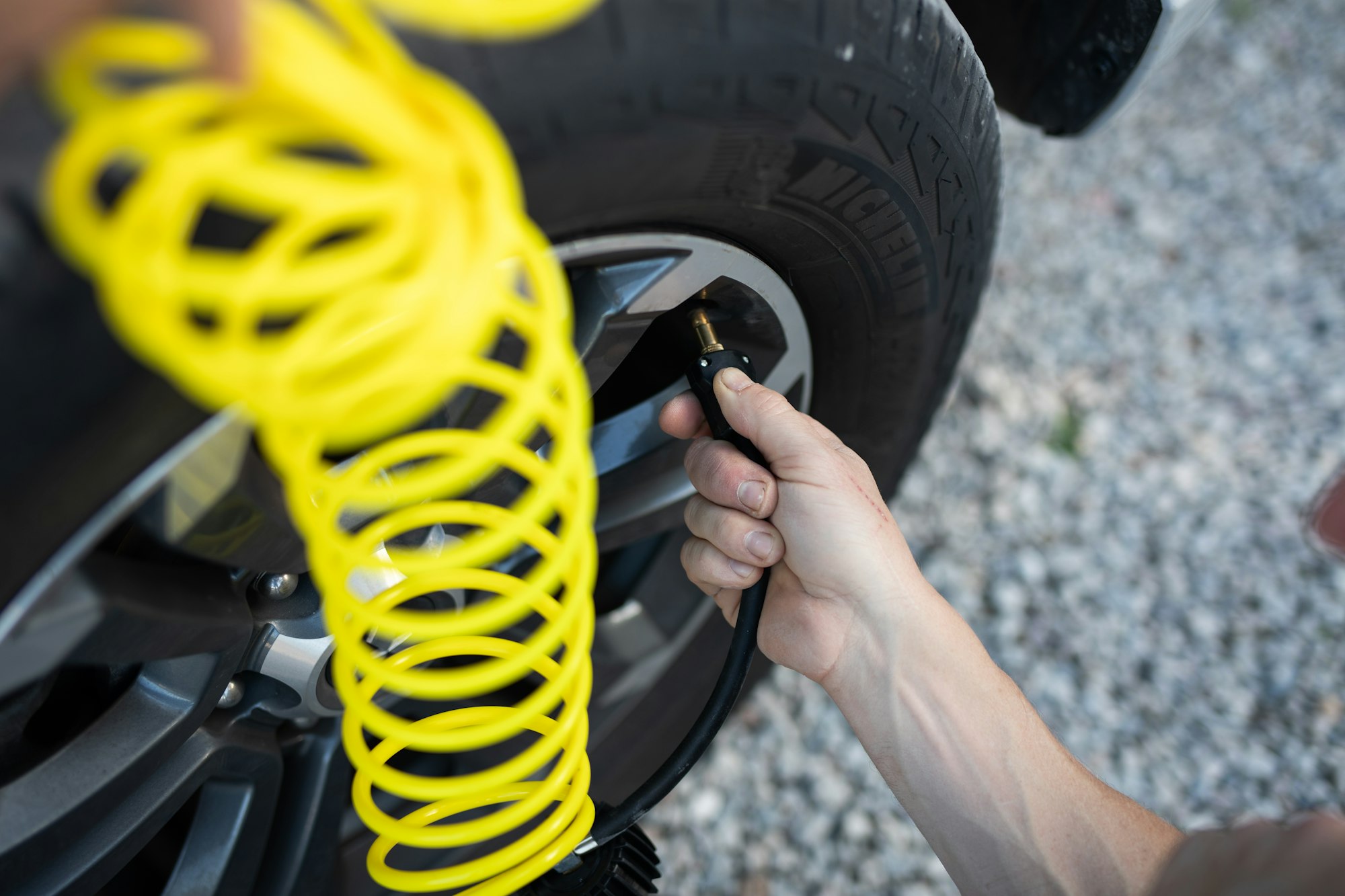 Pumping up a tire